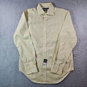NWT Lauren Ralph Lauren Shirt 15.5 34/35 Button Long Sleeve Yellow Bue‎ Striped
